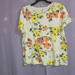 Croft & Barrow, White, Multicolor, Top, Size: L